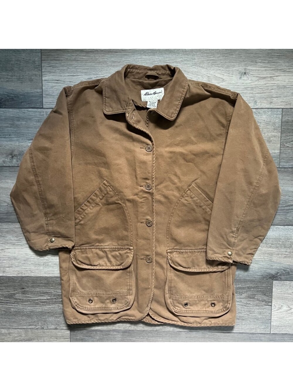 Vintage Eddie Bauer Men's S Canvas Chore Barn Field Work Jacket Tan